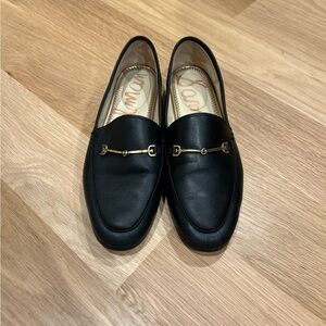 Sam Edelman Black Loafers with Gold Accents